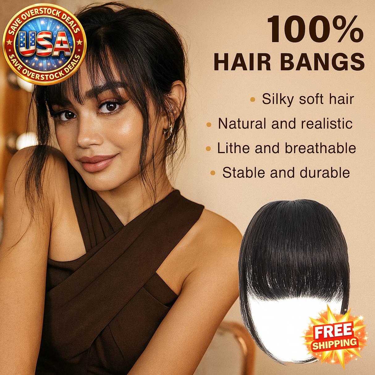Women Clip-in Bangs Natural Wispy Hair Extensions Fringe Wig Hairpieces
