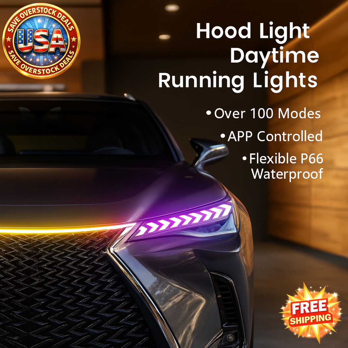 LED Neon Strip Running Lights for 12V Cars with APP Control