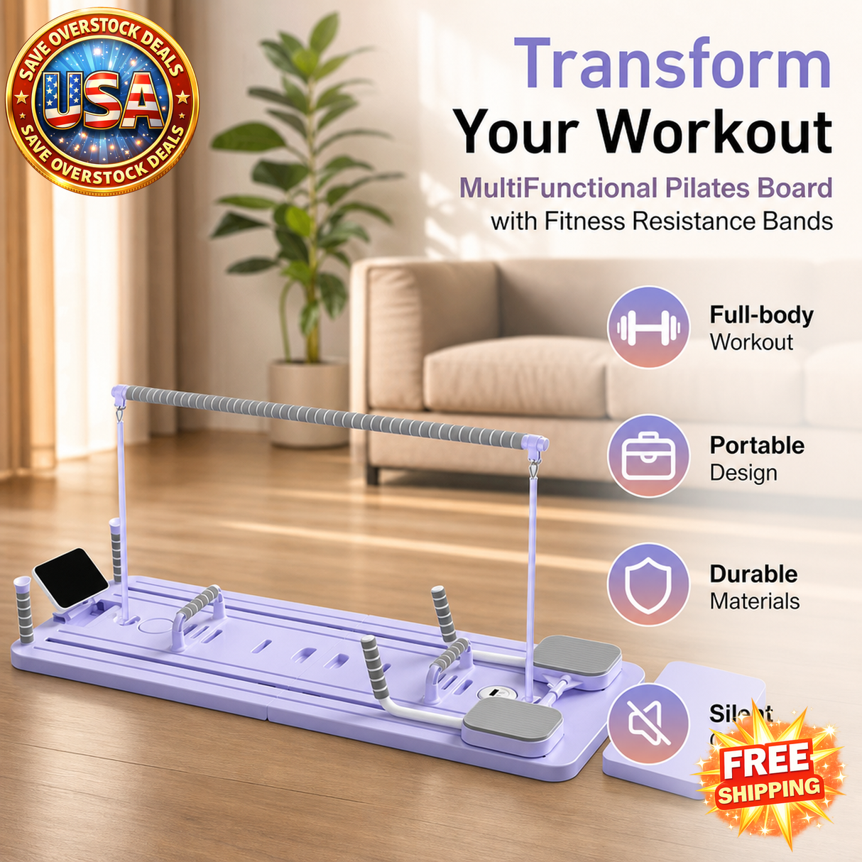 MultiFunctional Pilates Board for Home Fitness Training