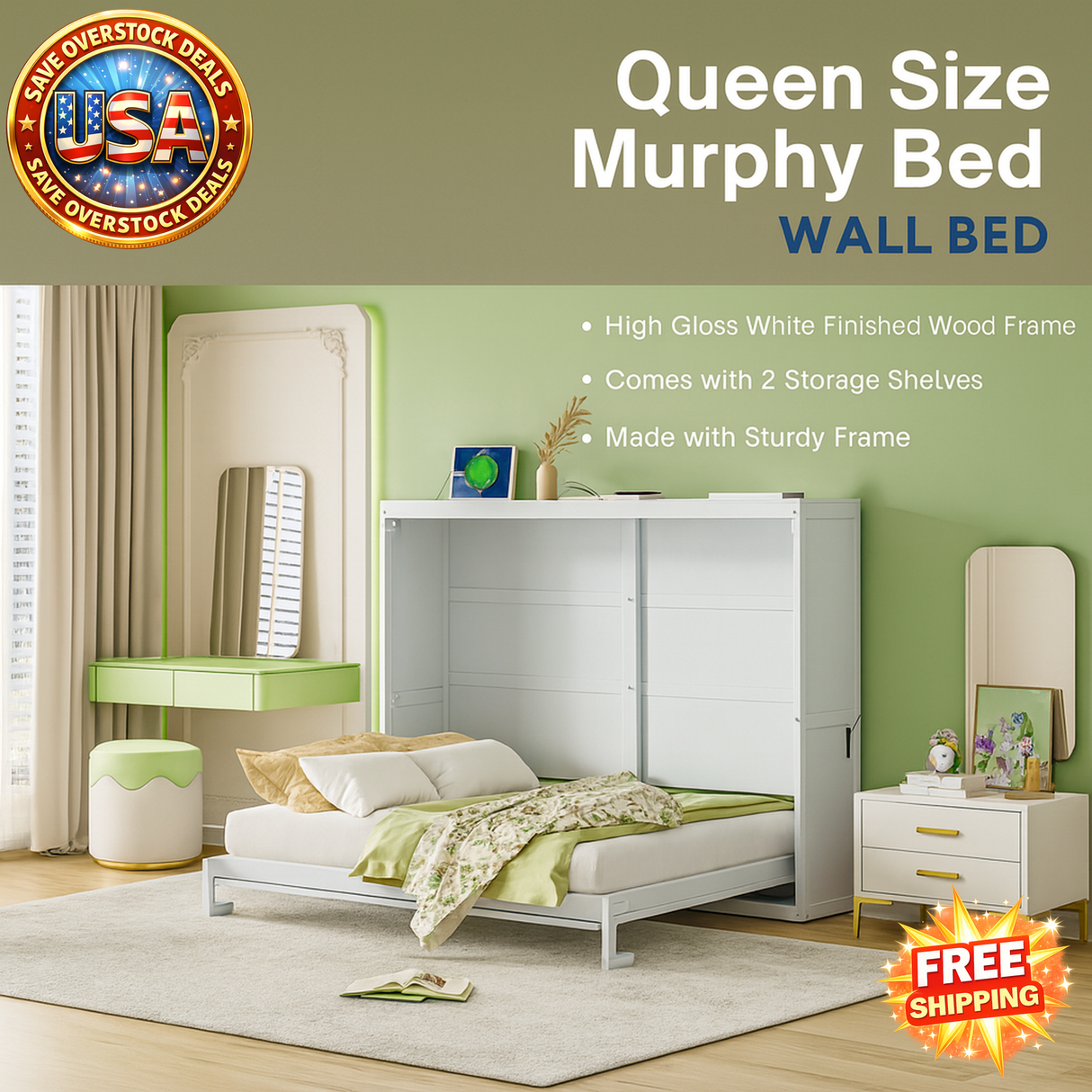 Queen Size Murphy Bed Wall Bed