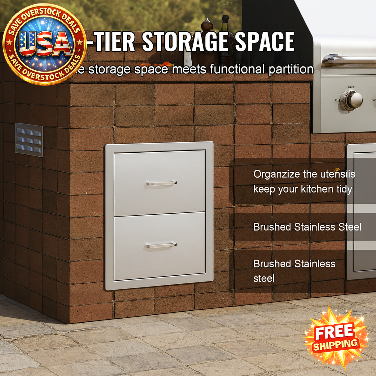 Outdoor Kitchen Drawers Stainless Steel BBQ Storage Solution
