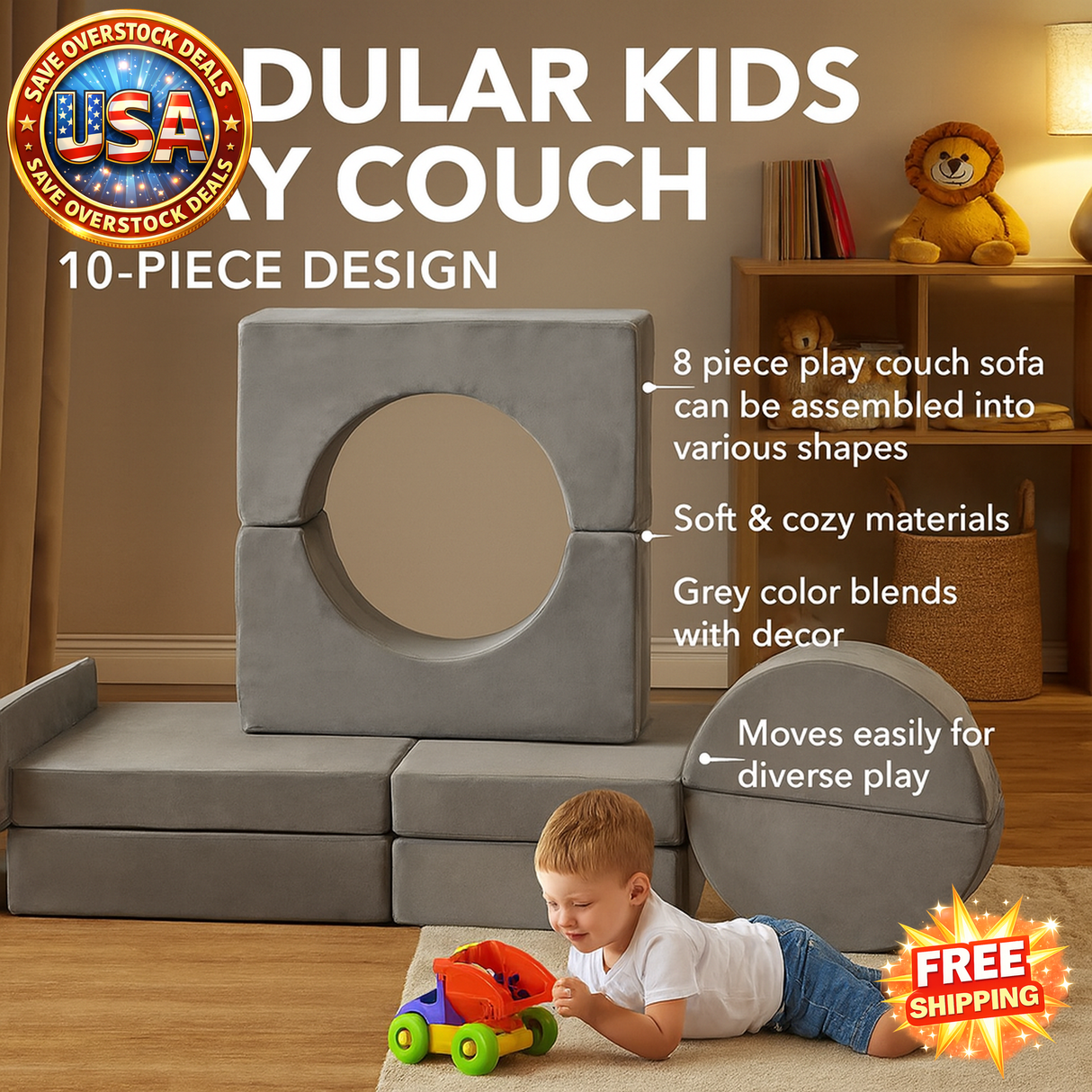 Modular Kids Play Couch - Imaginative Foam Sofa for Kids