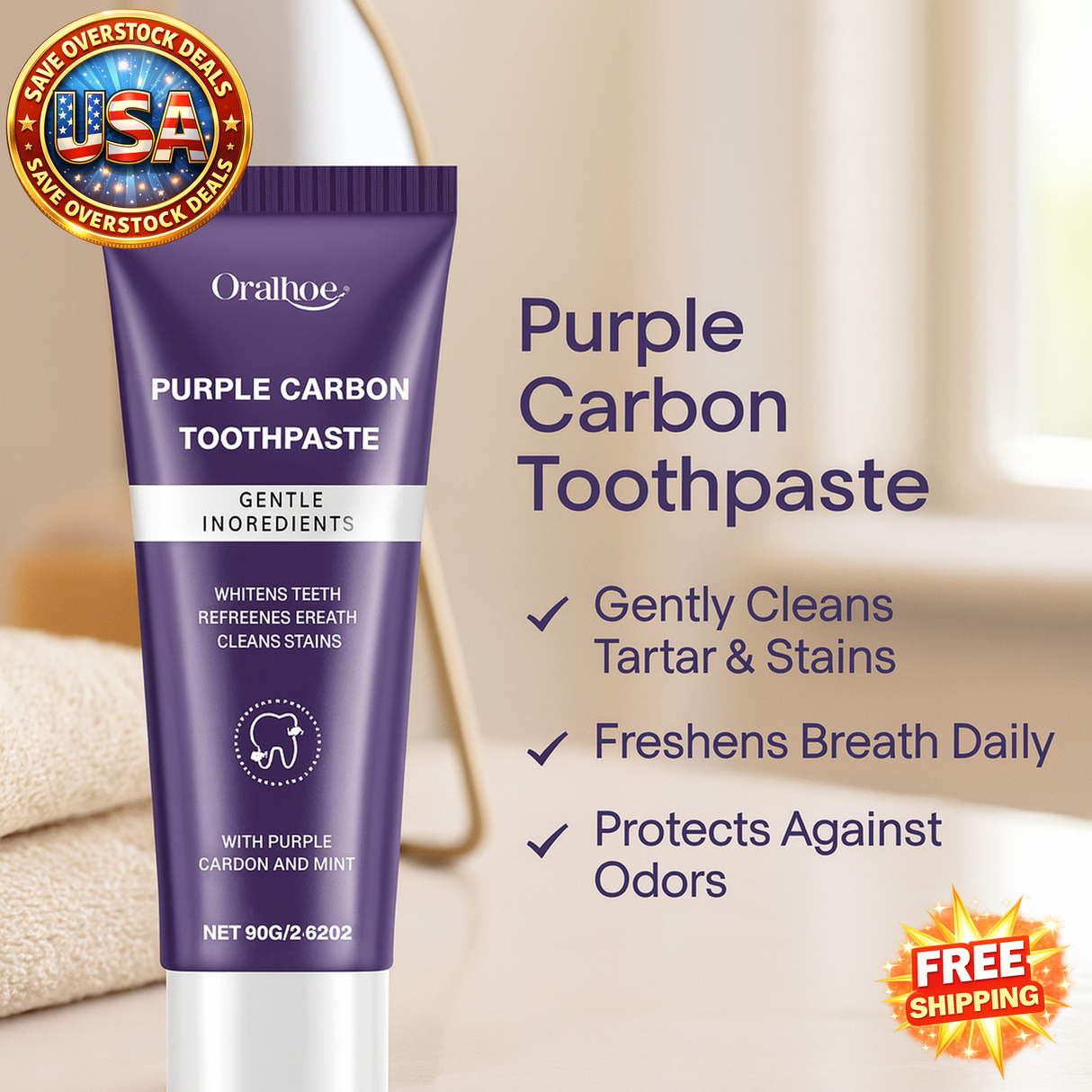 Purple Care Toothpaste for Tartar and Stain Removal