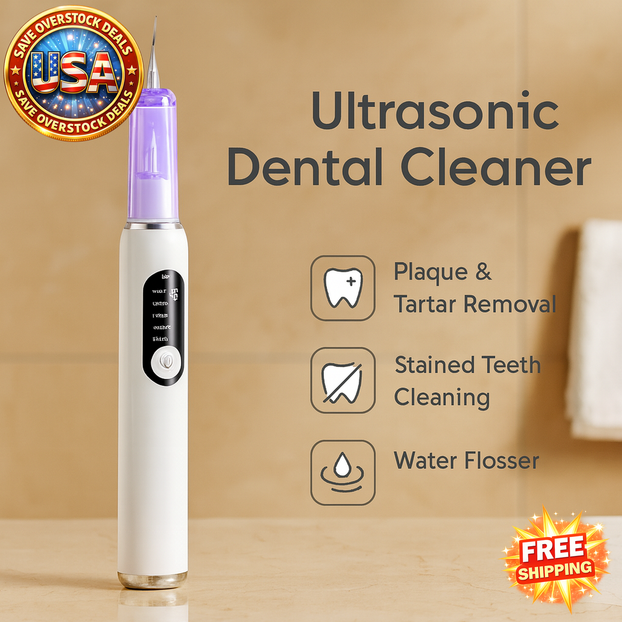 Ultrasonic Dental Cleaner for Plaque Removal and Whitening