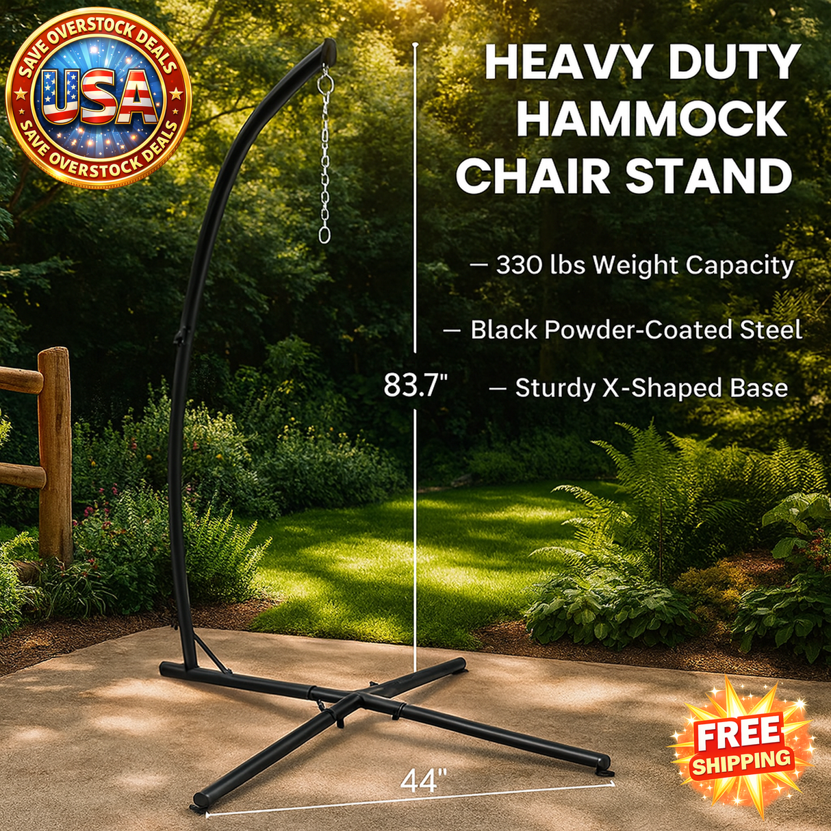 Heavy Duty Hammock Chair Stand C-Shaped Steel Frame