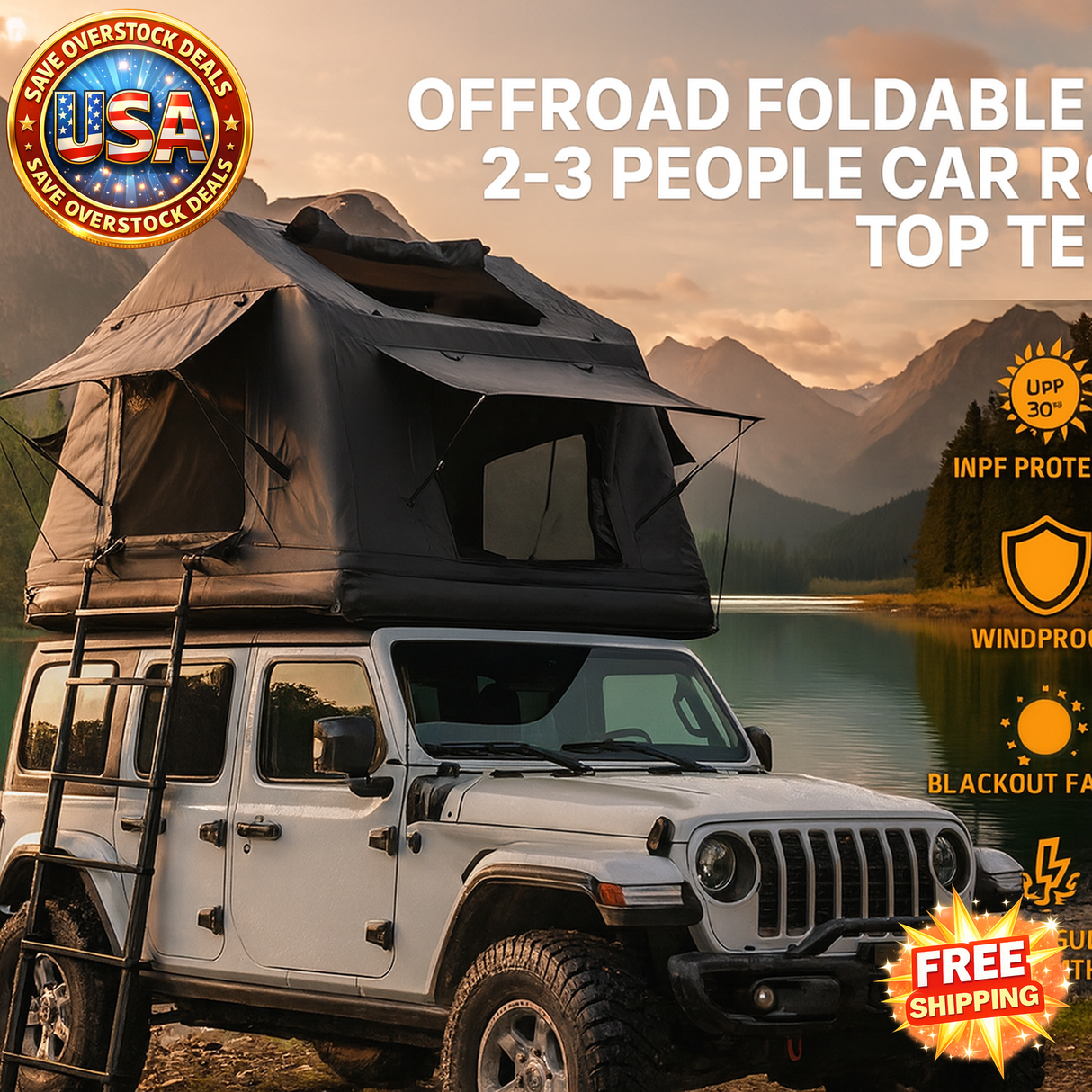 Amphibious Inflatable Car Roof Top Tent for 2-3 People