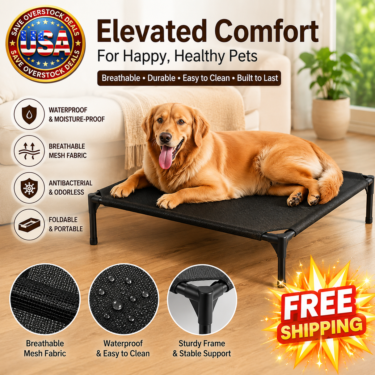 Portable Waterproof Pet Bed for Cats and Dogs