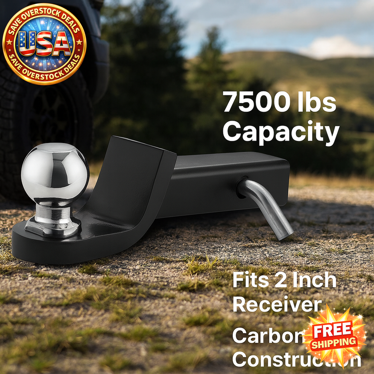 Trailer Hitch with 2 Inch Ball, 7500 lbs Capacity