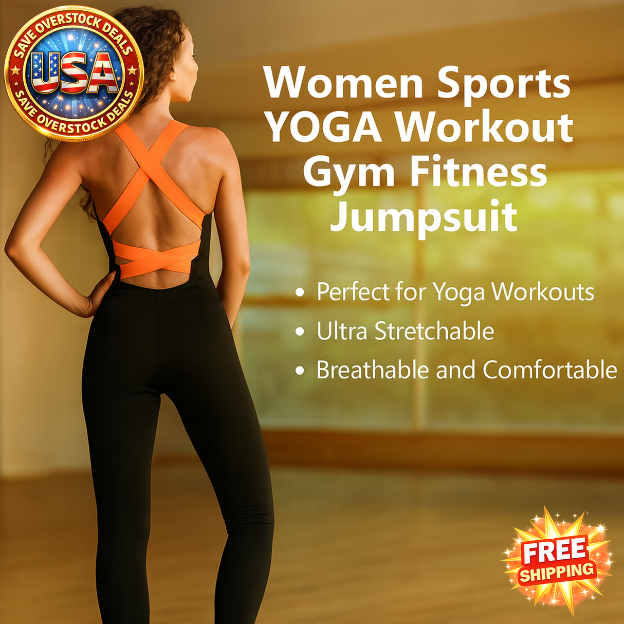 Women’s Yoga Workout Jumpsuit - Stretchable & Breathable