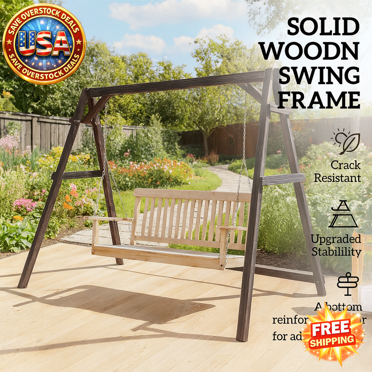 Porch Swing Frame - Durable Hanging Chair and Bed Frame