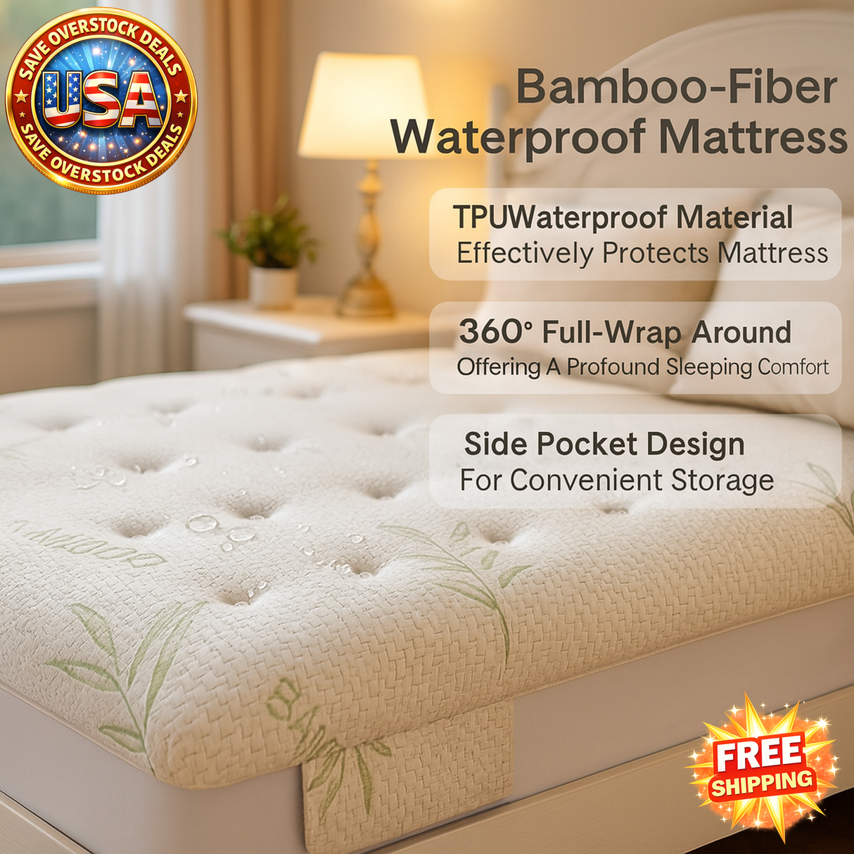 Bamboo Fiber Waterproof Bed Sheet Model 1 for Home Use