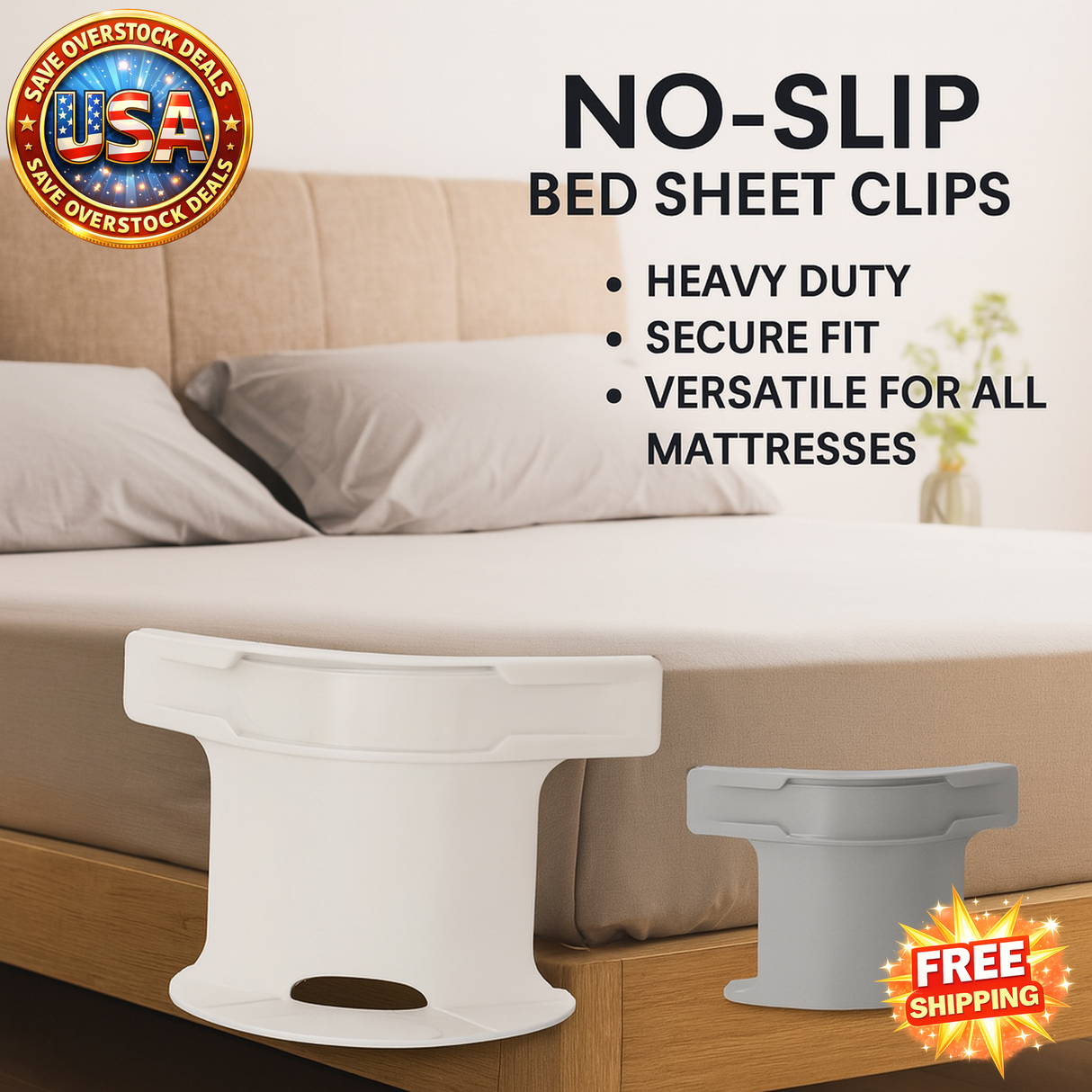 No-Slip Bed Sheet Clips - Heavy Duty Sheet Holders