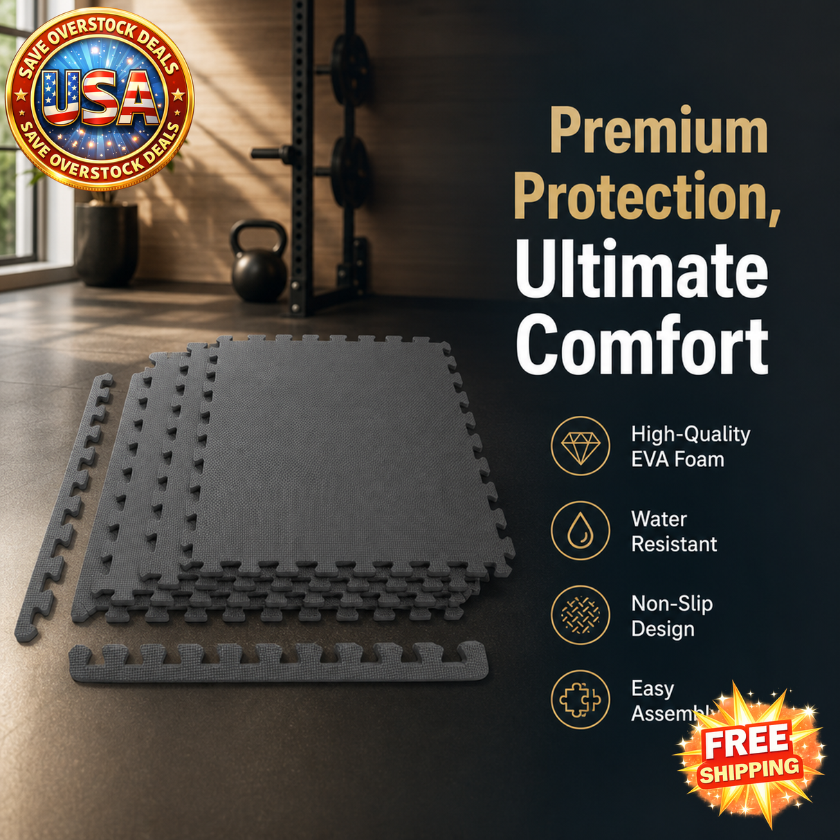 Foam Gym Puzzle Exercise Mat - Interlocking EVA Tiles