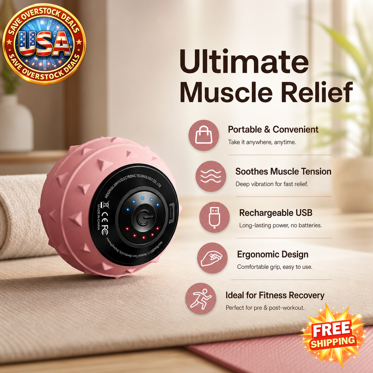 Rechargeable Vibration Massage Ball for Muscle Relief