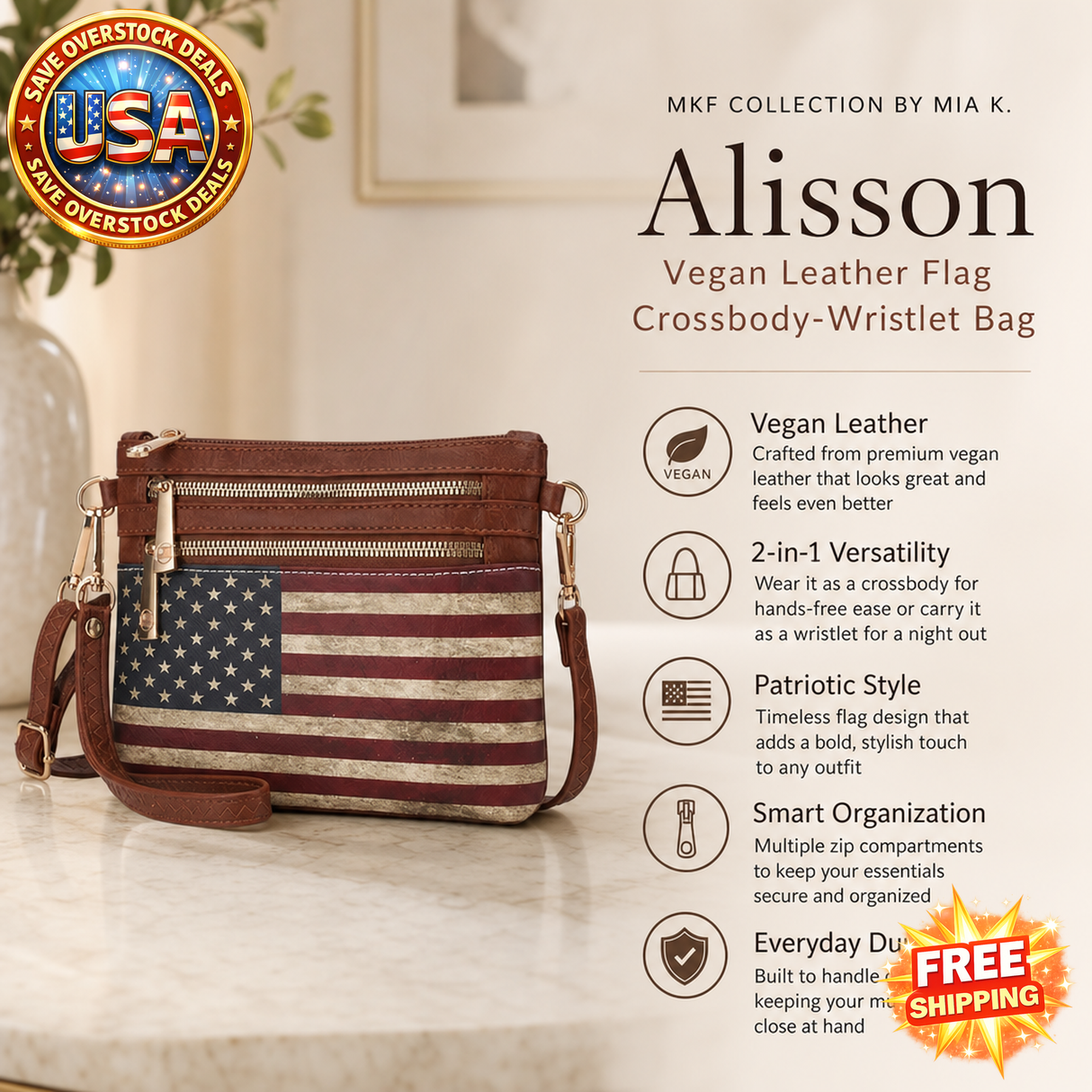 MKF Alisson Vegan Leather Crossbody-Wristlet Bag