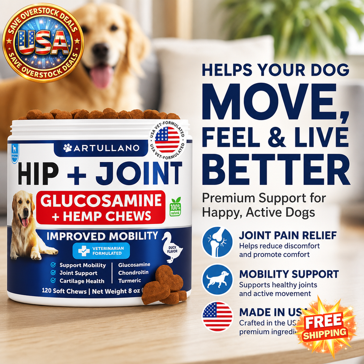 Hemp Joint Supplement for Dogs - Glucosamine Chews