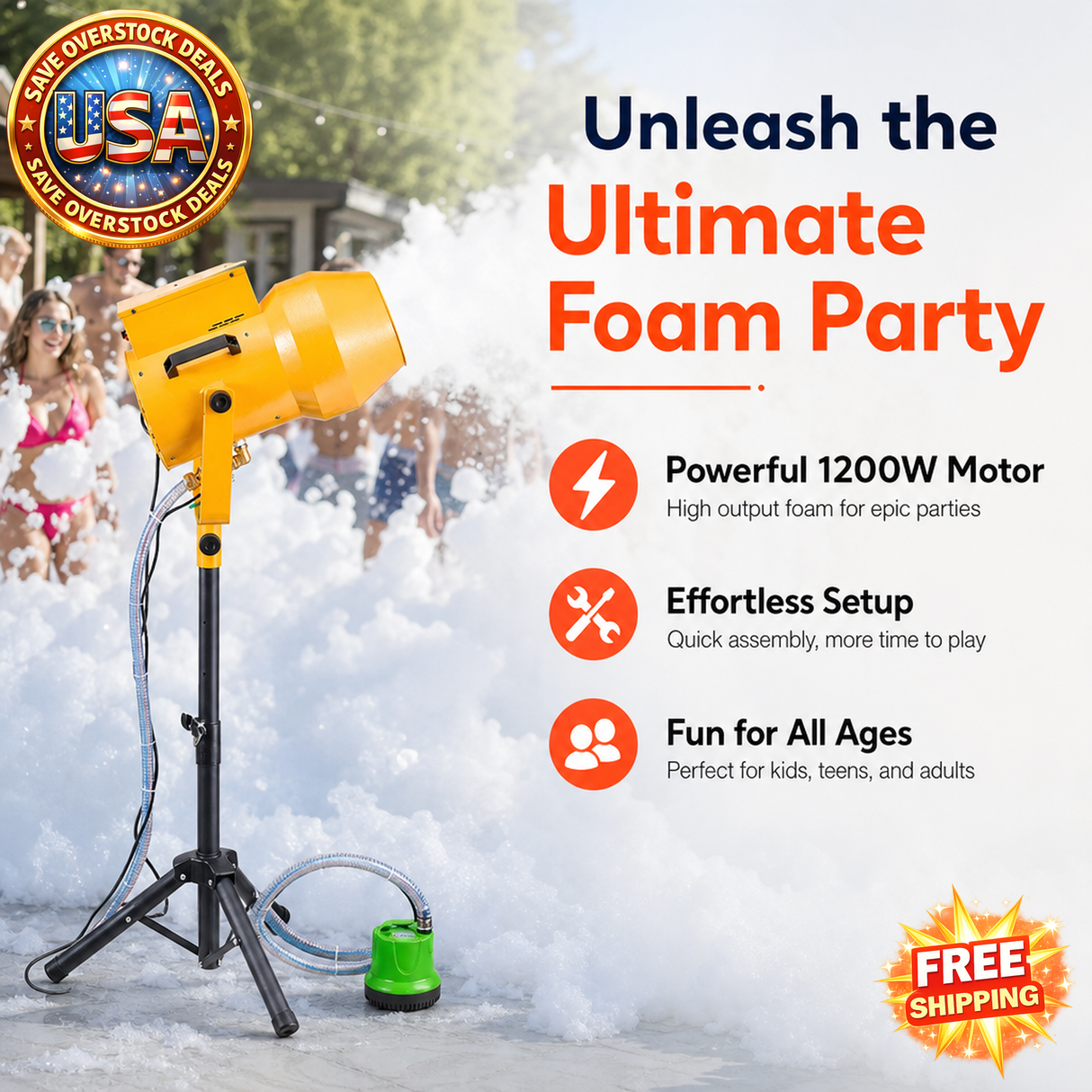 1200 W Foam Machine with 20 Gal Water Tank for Parties