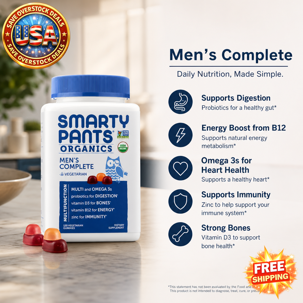 Smartypants Gummy Vitamin for Men, 120 Count