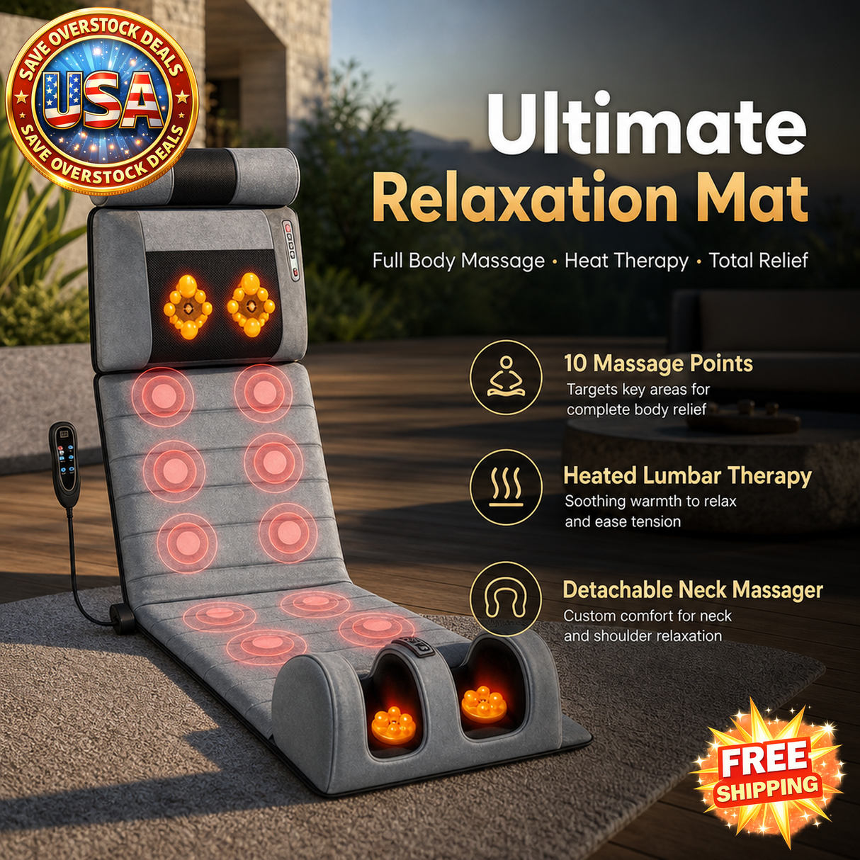 Full Body Electric Massage Mat with Heating and Vibration