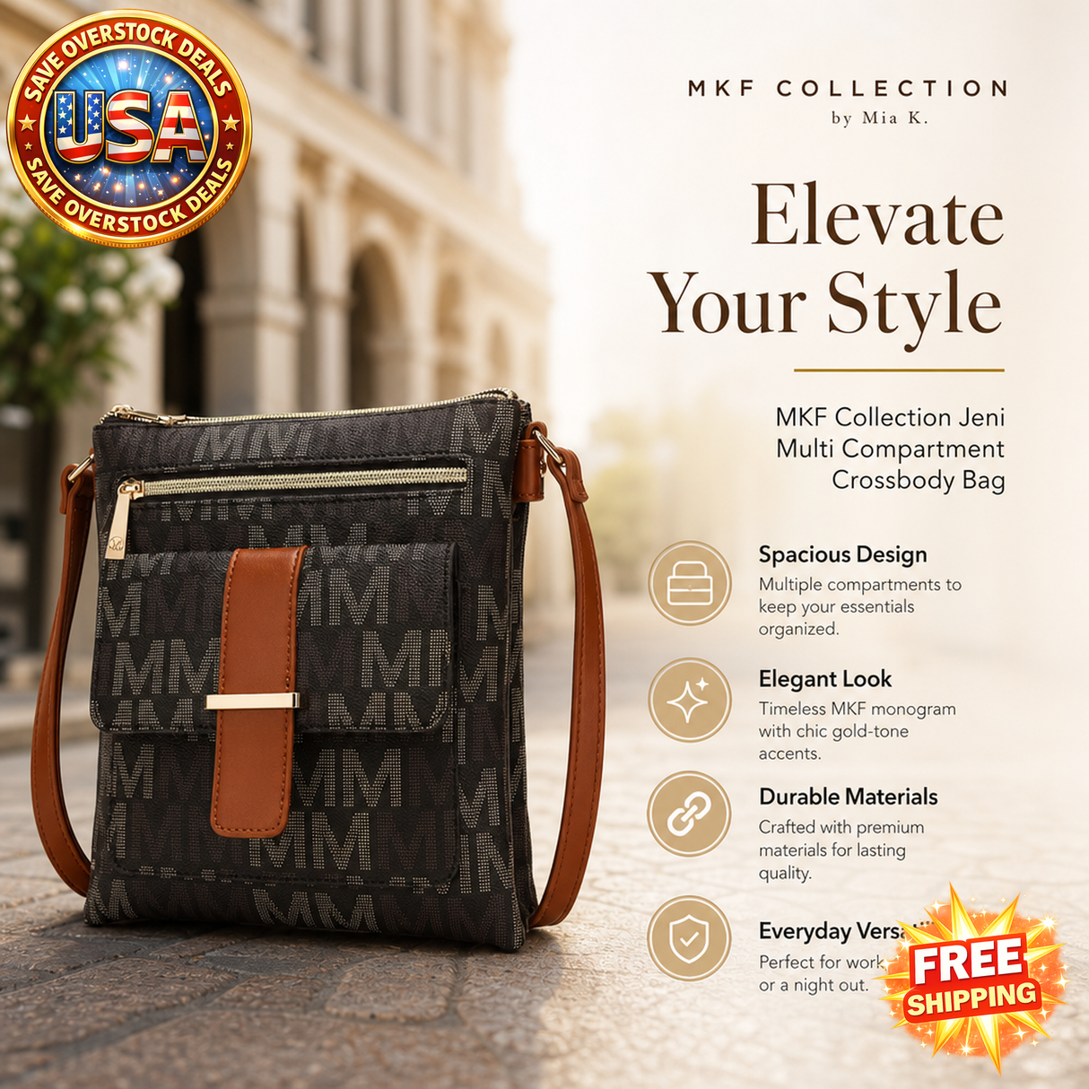 MKF Collection Jeni Multi Compartment Crossbody Bag