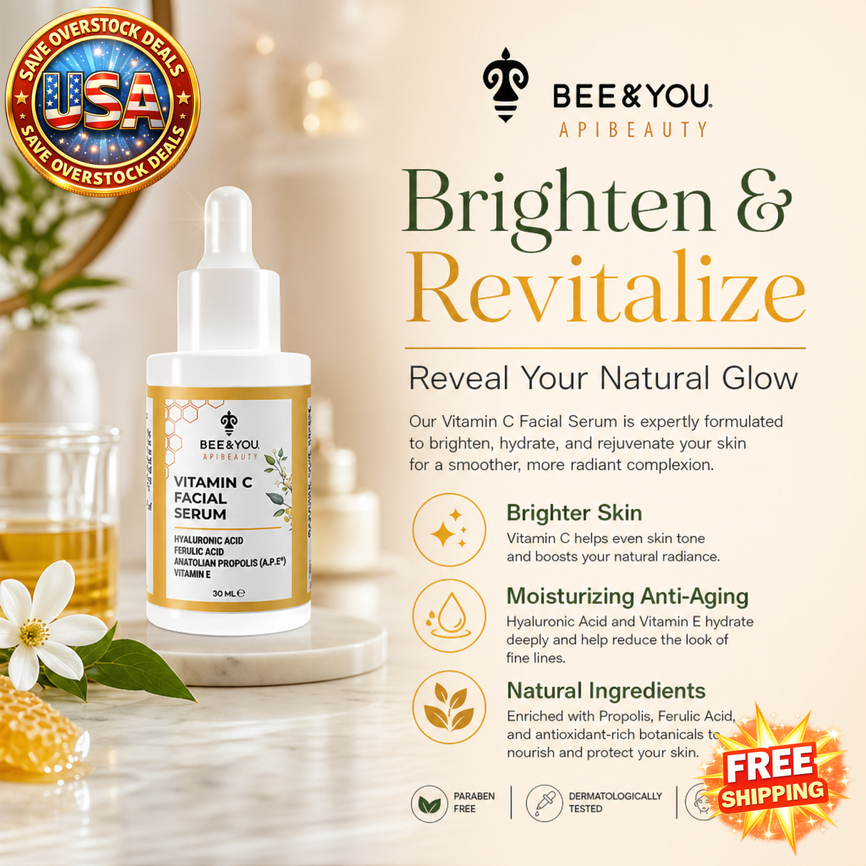 Vitamin C Serum for Face with Natural Ingredients, 30ml