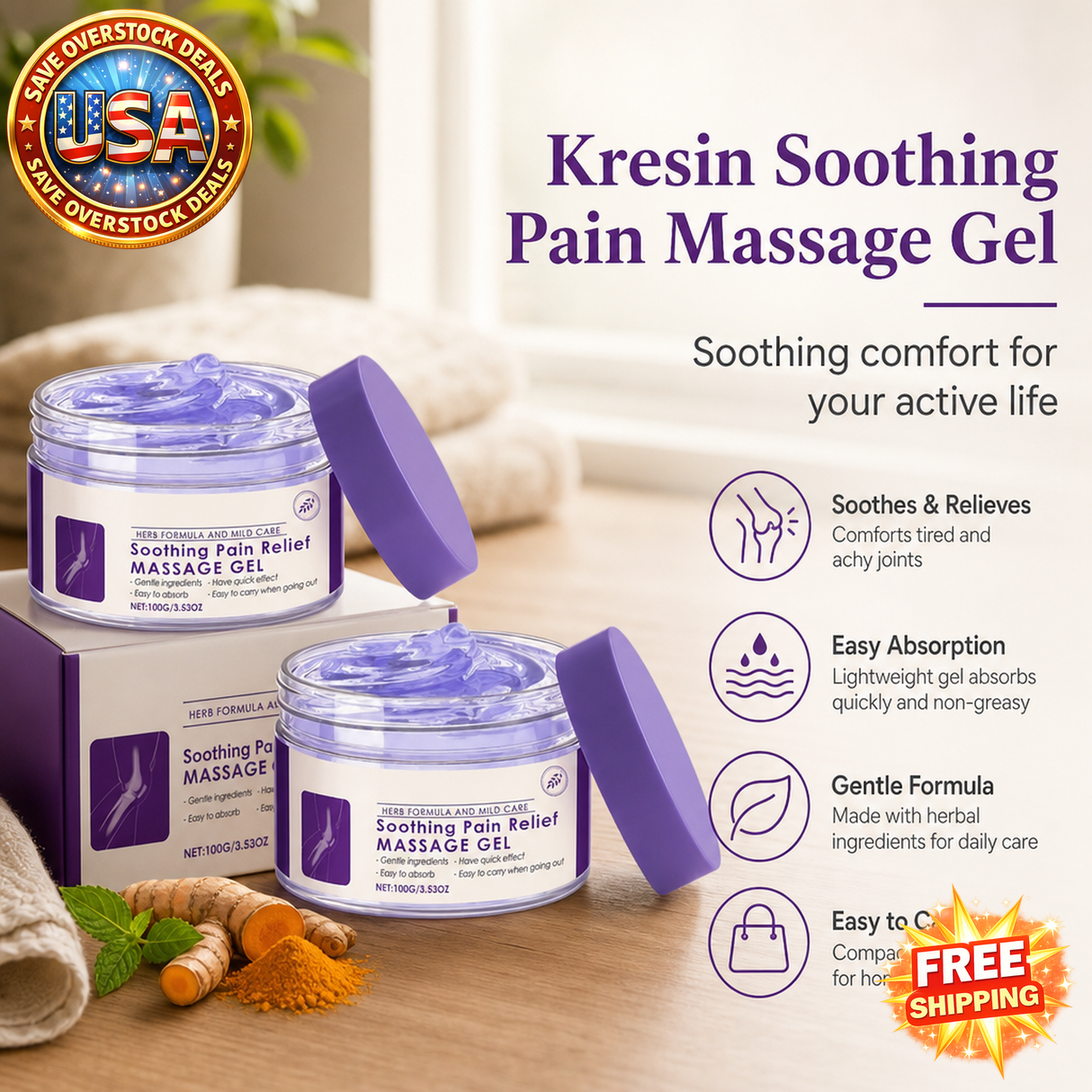 Kresin Joint Pain Gel 100g - Soothing Massage Gel for Daily Use