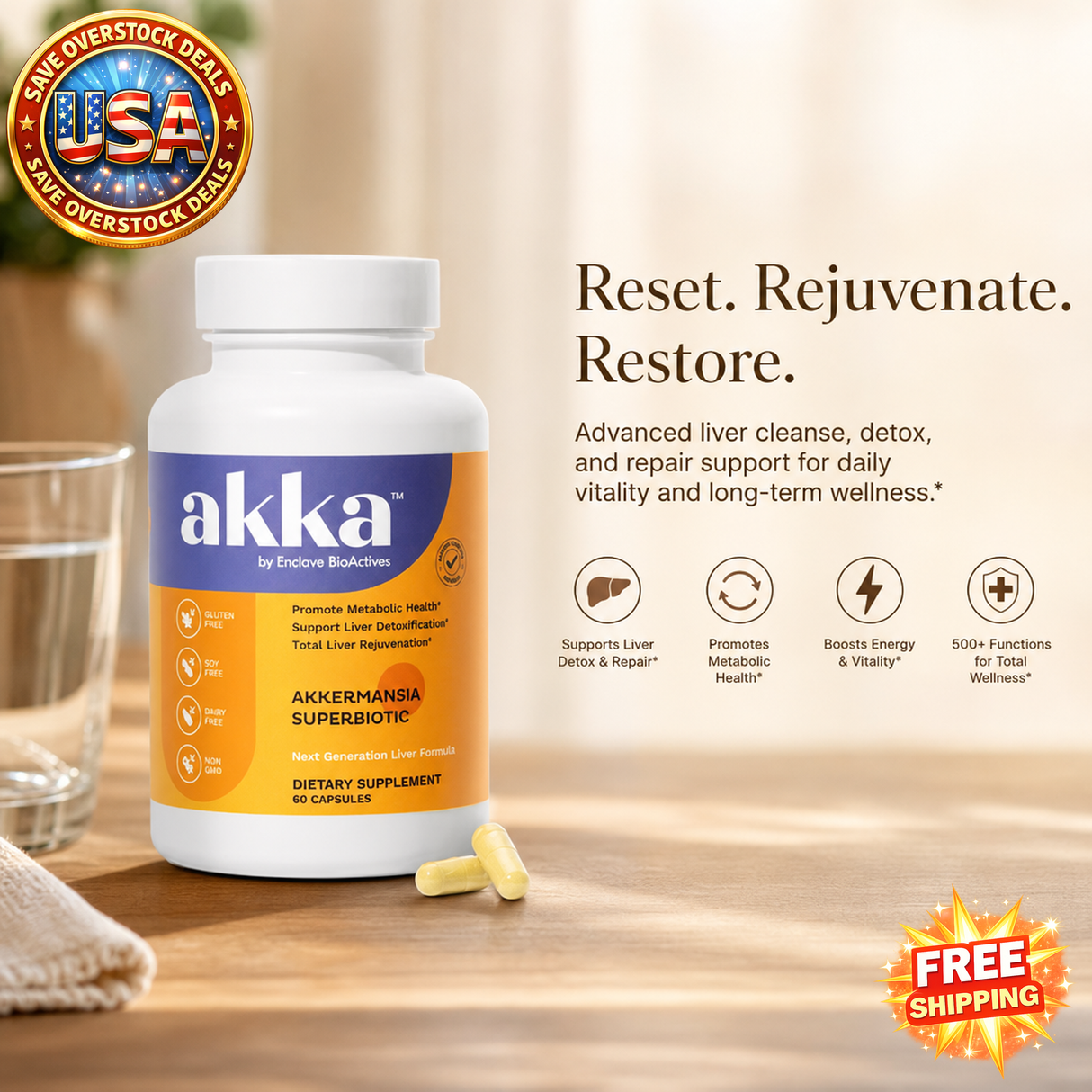 AKKA Premium Liver Cleanse Superbiotic, 60 Caps