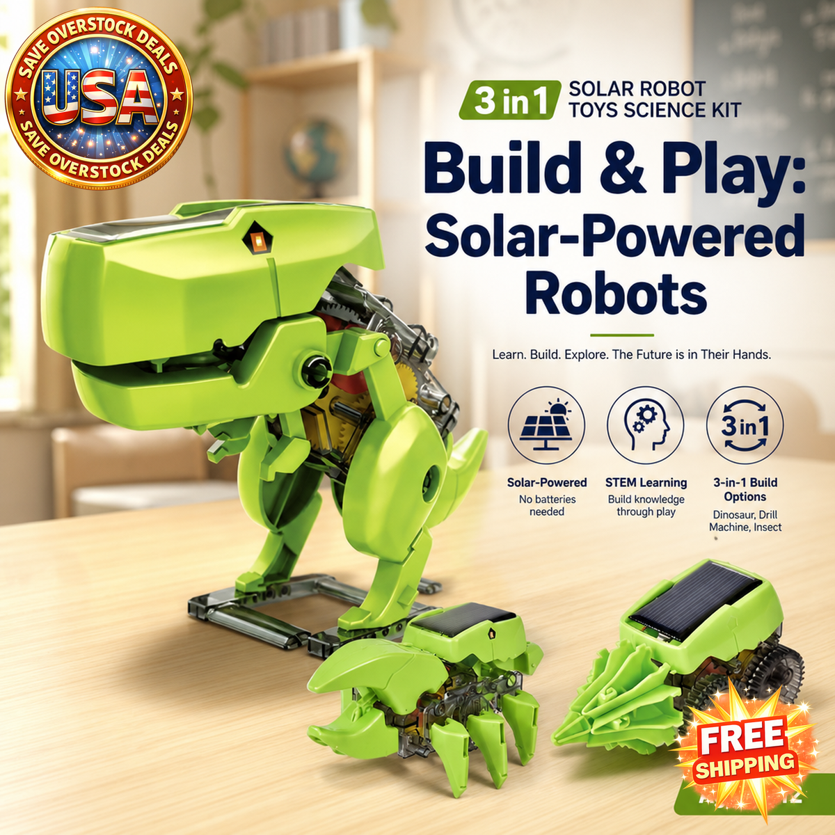 3in1 Solar Robot Toys Science Kits for Kids Age 8-12