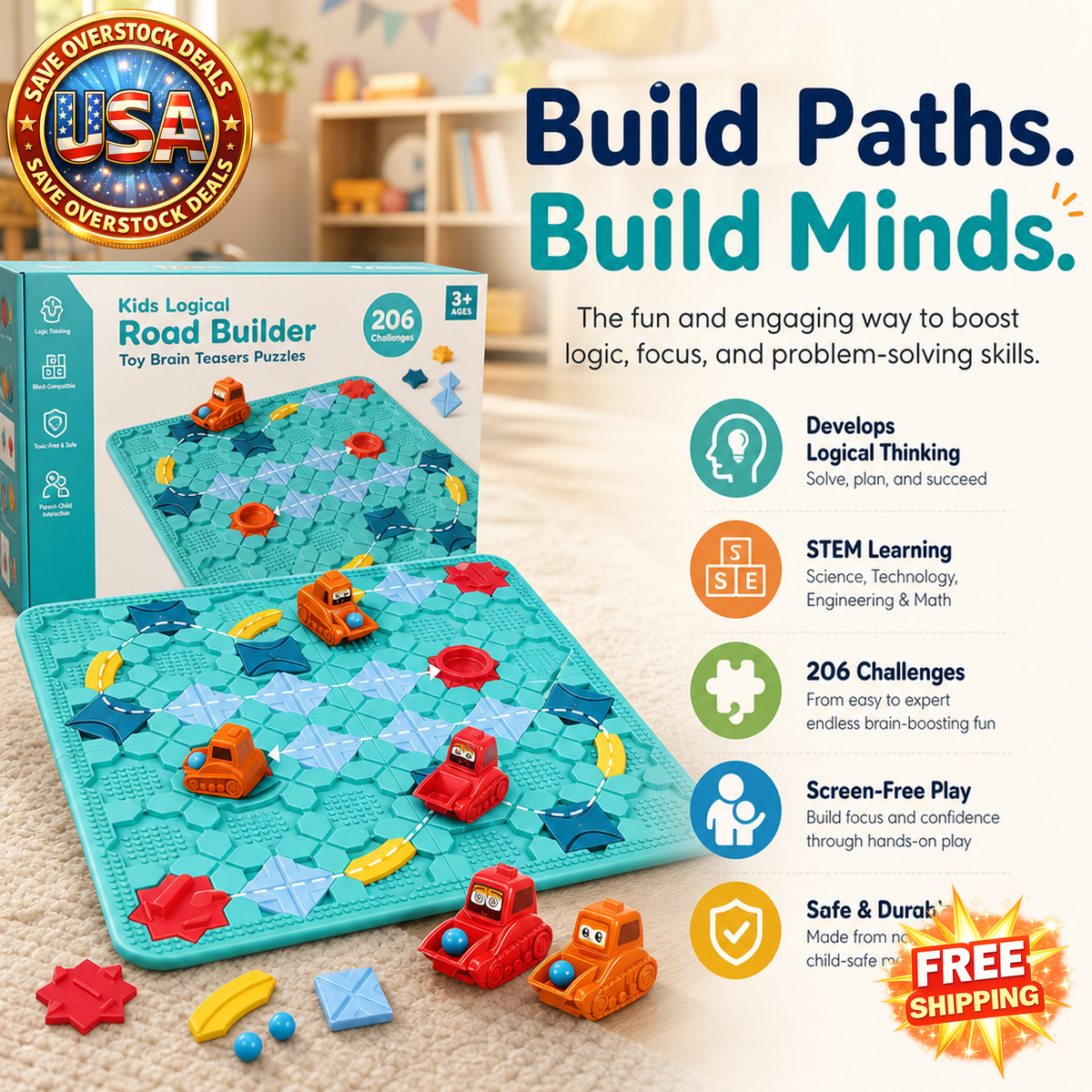 Kids Logical Road Builder Toy for Preschool Learning Puzzles