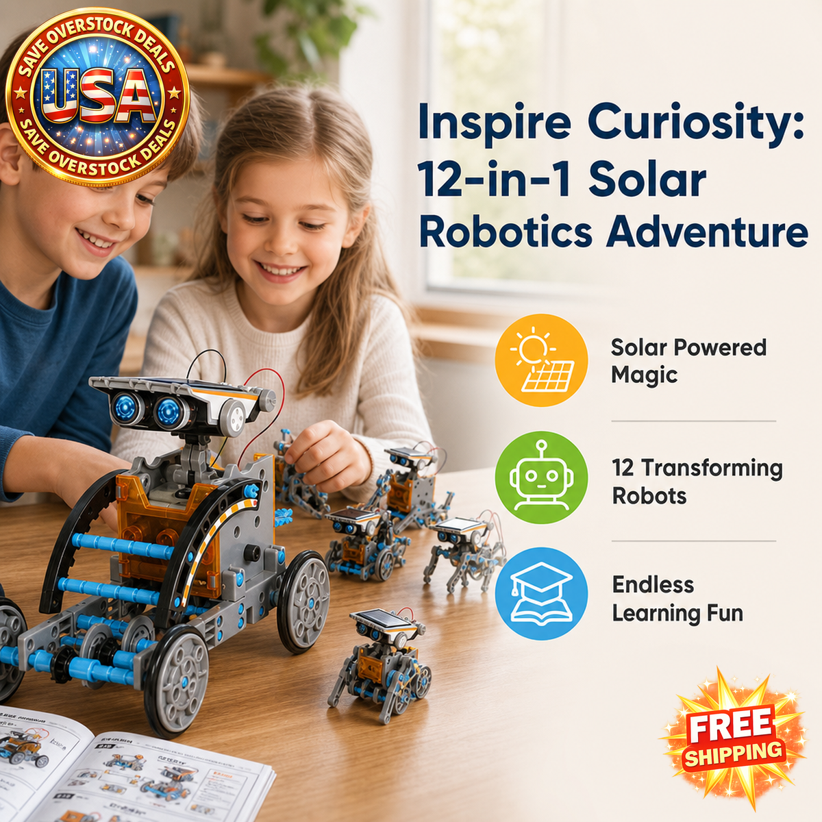 STEM Solar Robot Kit for Kids - 12-in-1 Educational Toy