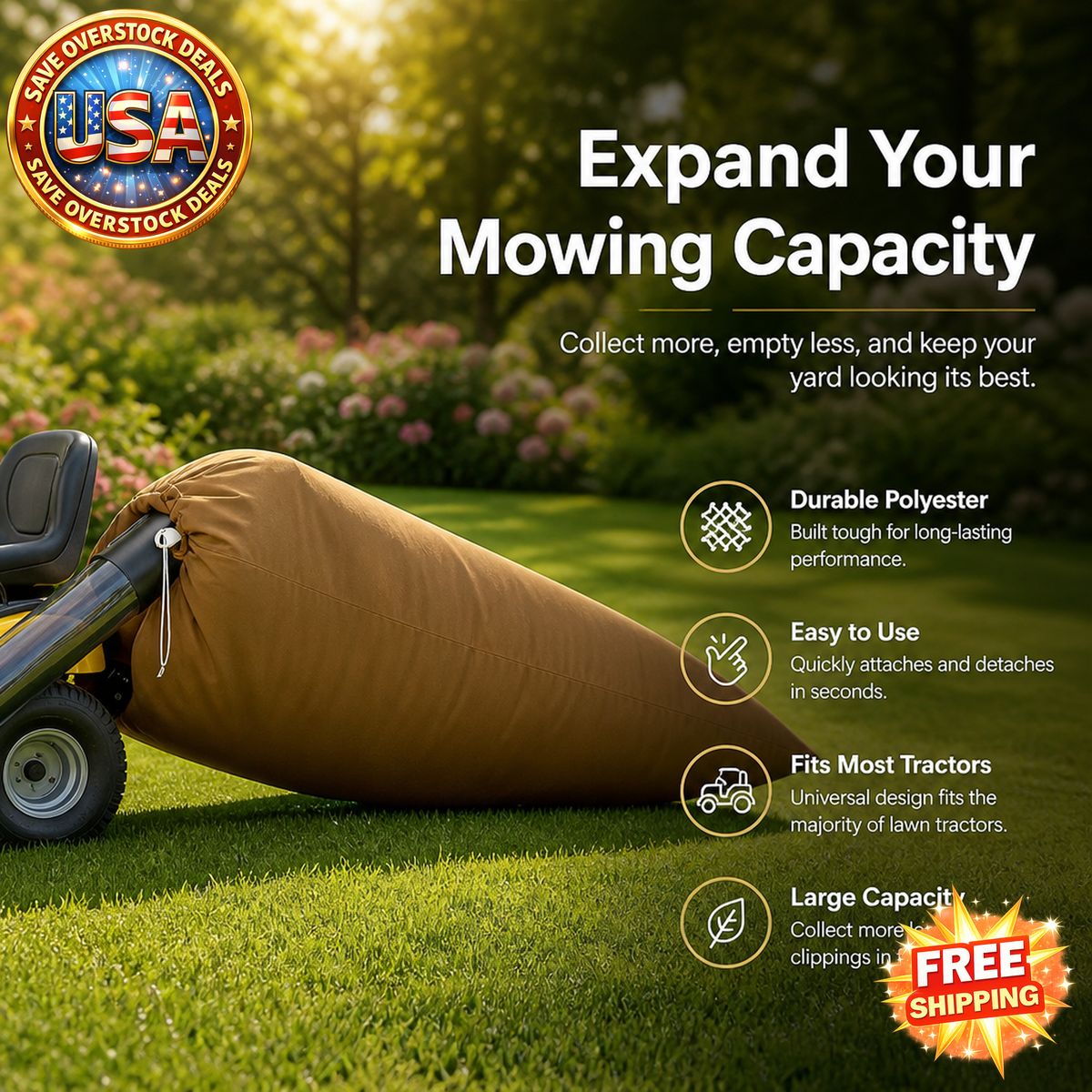 Large Lawn Tractor Leaf Bag for Yard Waste Collection