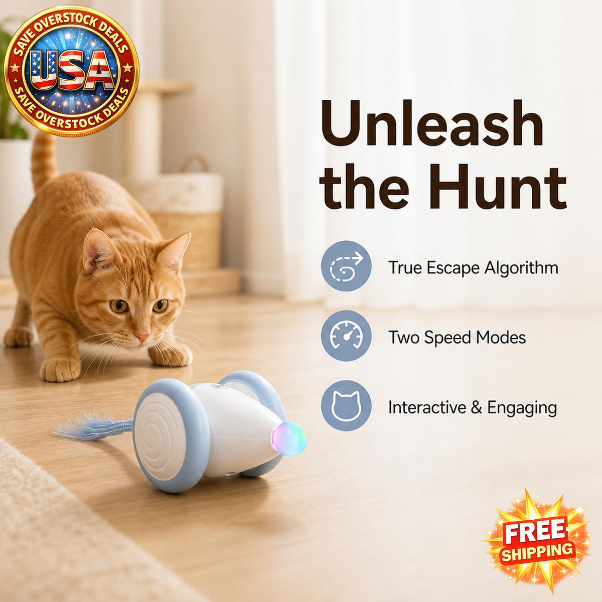 Cheerble Wicked Mouse Neo Interactive Cat Toy with Lights