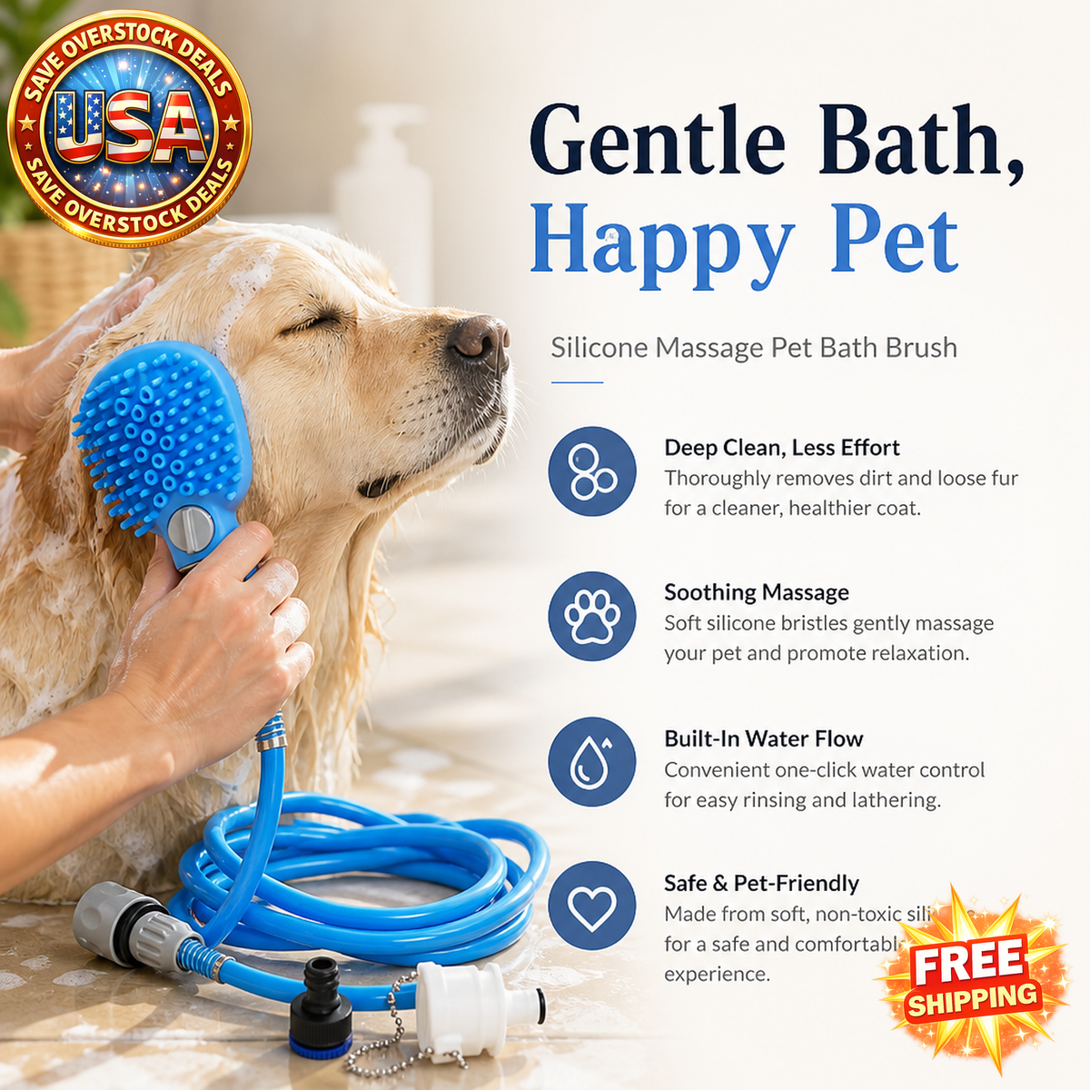 Silicone Dog Bath Brush for Massage and Grooming