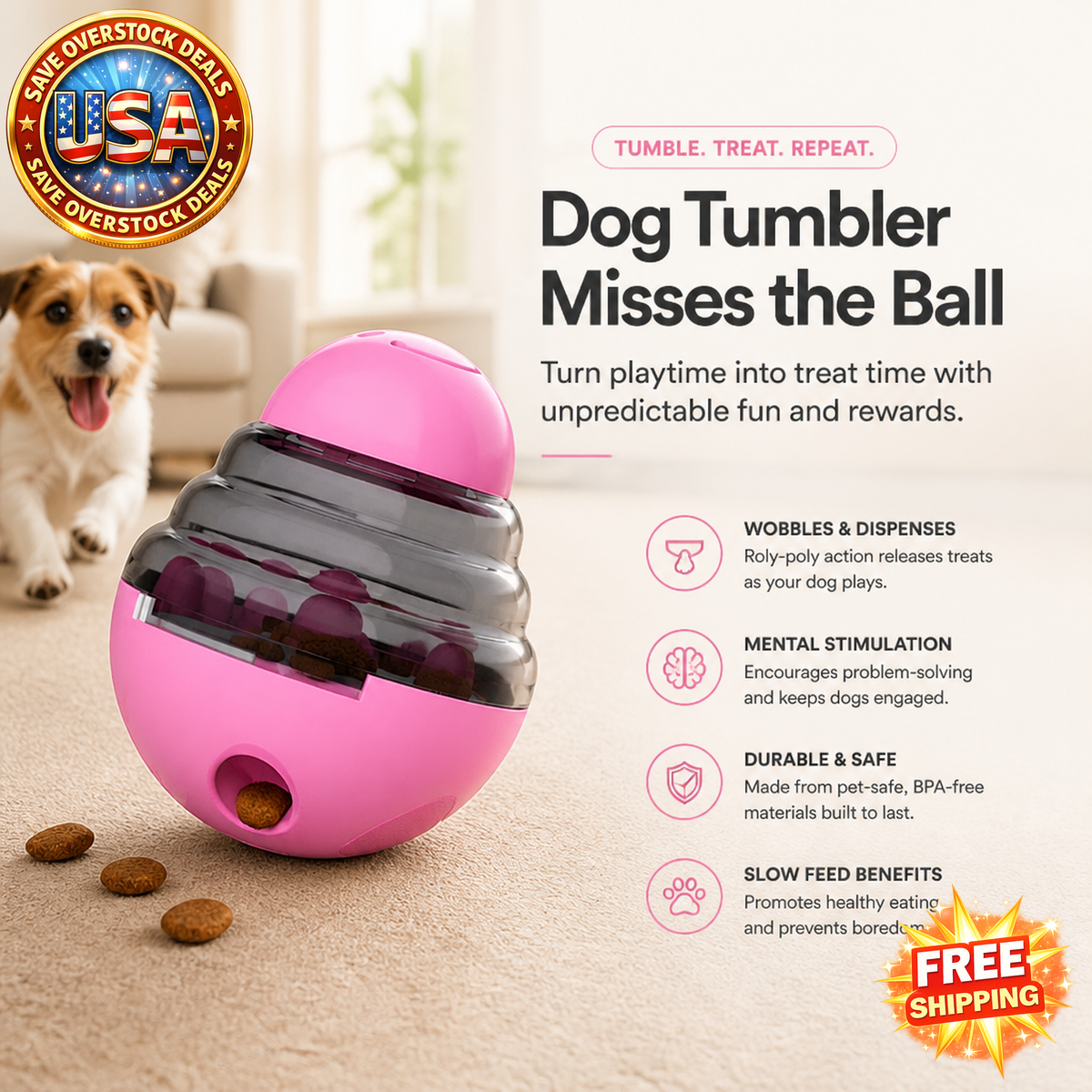 Dog Tumbler Toy for Pets - Training and Snack Dispensing Ball