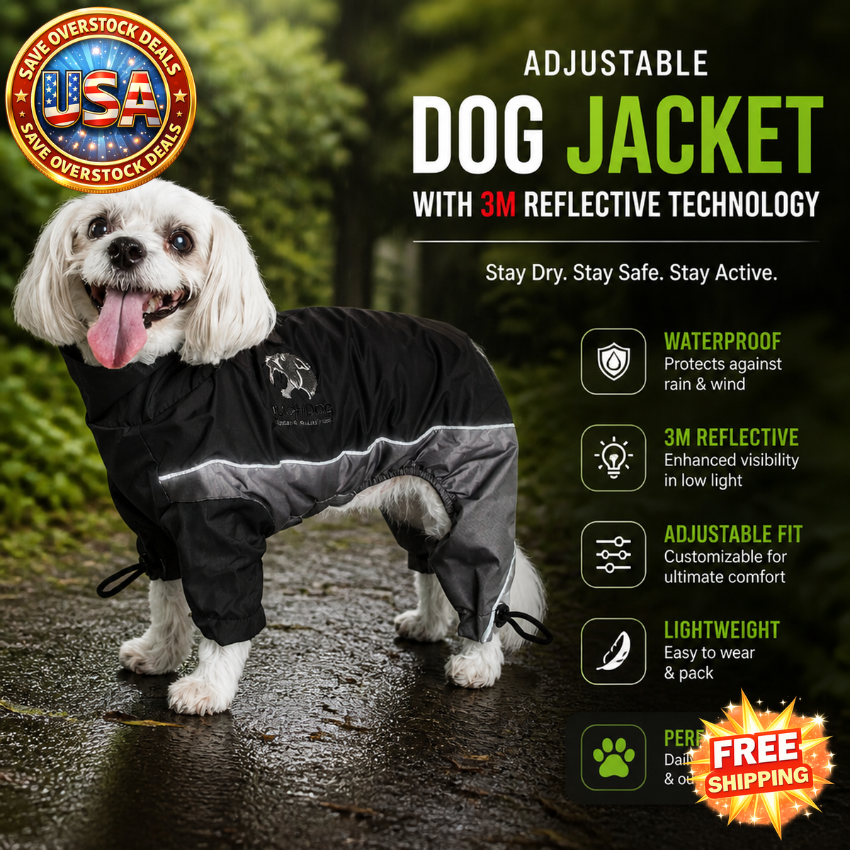 Touchdog Quantum-Ice Adjustable Dog Jacket with Reflective Technology