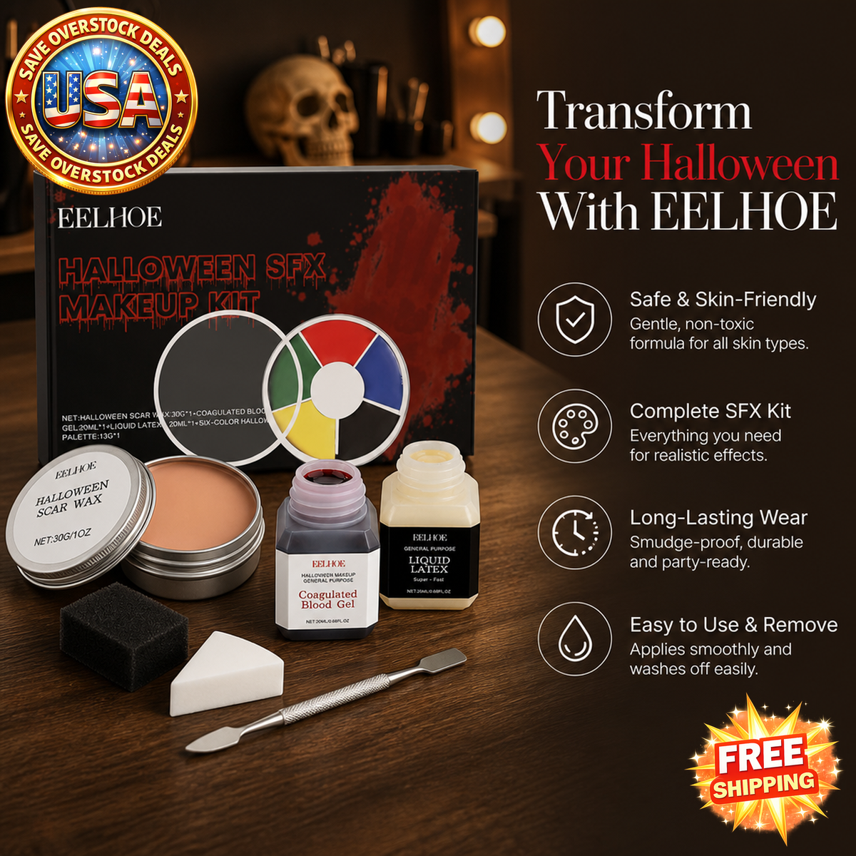 EELHOE Halloween Special Effects Makeup Set, 1 Set