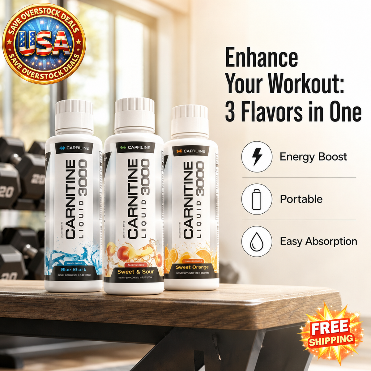 Liquid L-Carnitine 3000 Multi Flavor Supplement 3 Pack