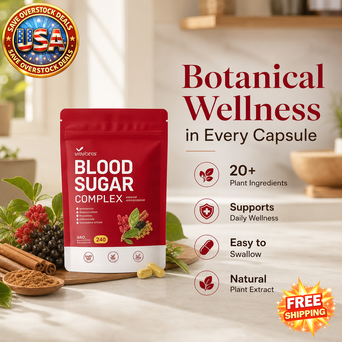 Multi Herbal Blend Capsules with Cinnamon, 20+ Botanicals