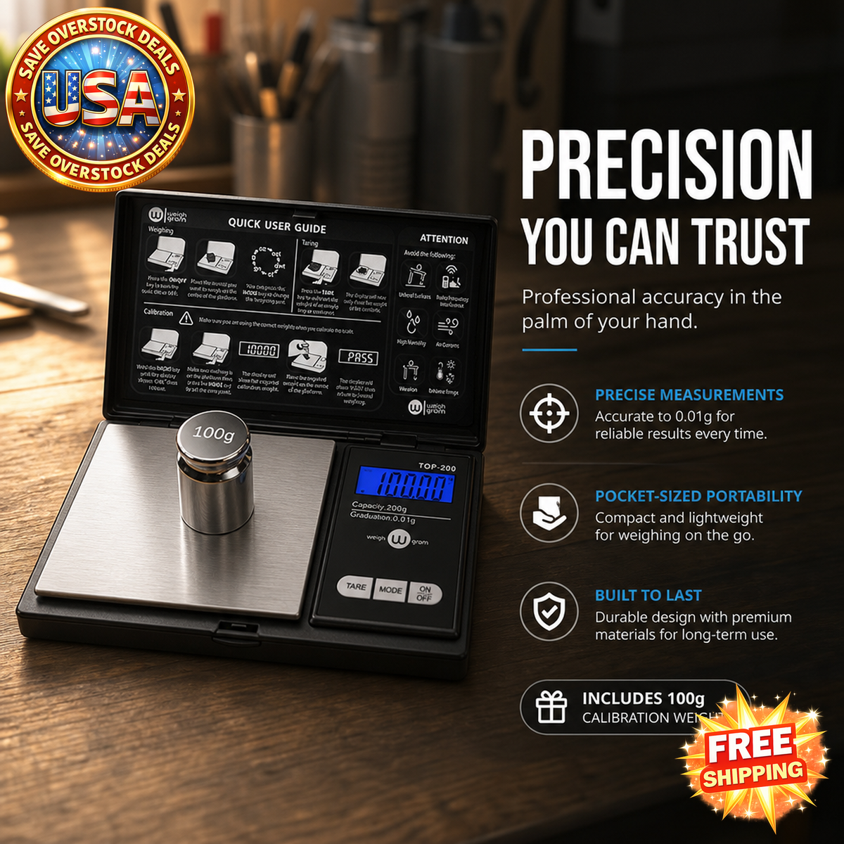 200g Digital Pocket Gram Scale with 0.01g Accuracy