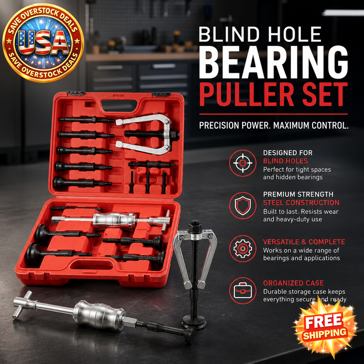 Blind Hole Bearing Puller Set, 16-in-1 Tool Kit