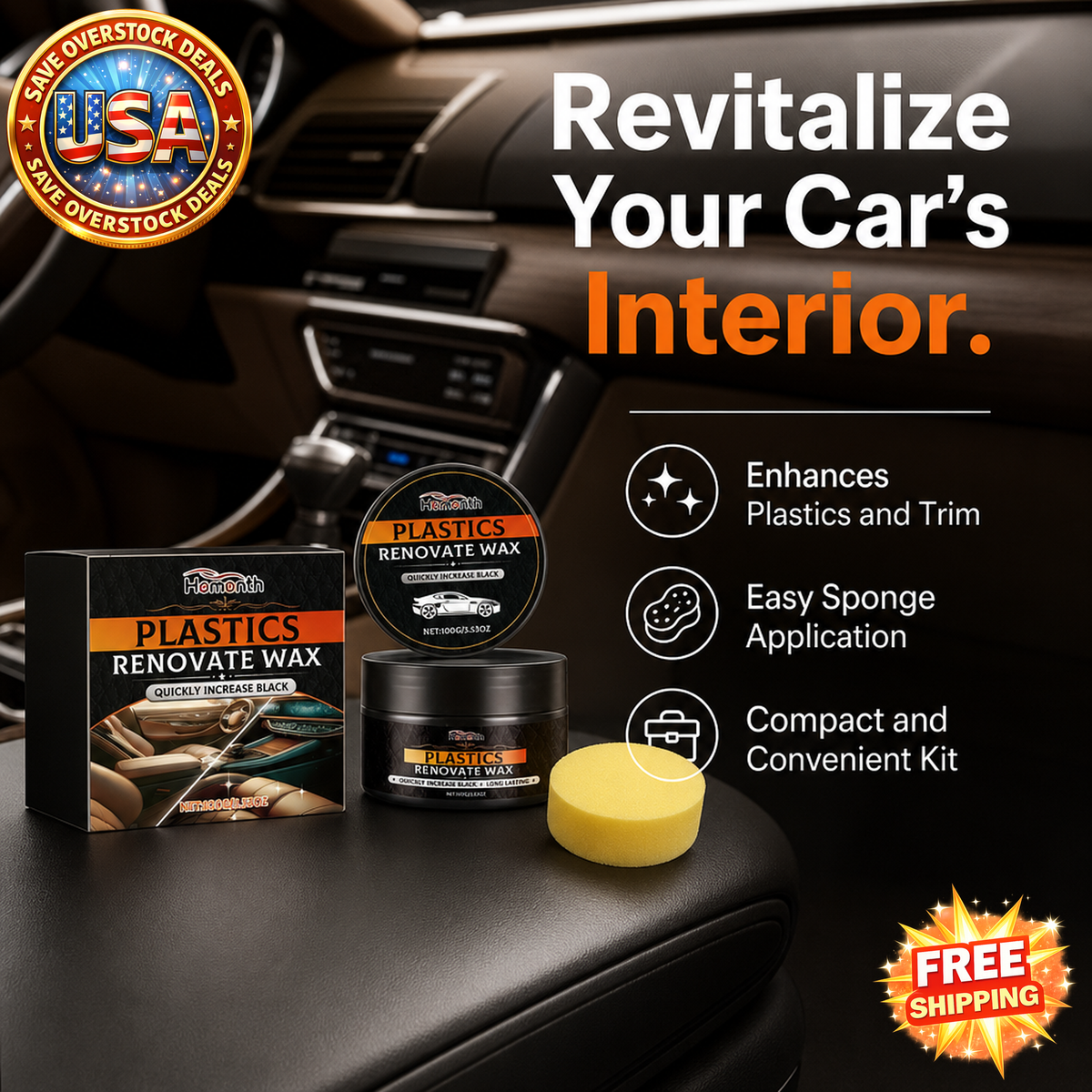 HOMONTH Automotive Interior Plastic Care Paste Kit, 1 Kit