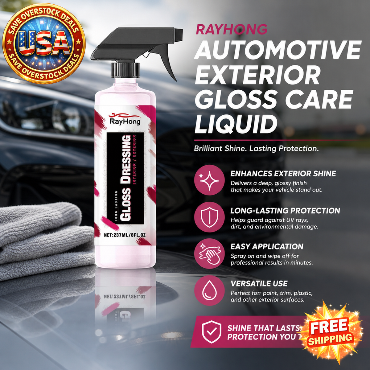 RAYHONG Automotive Exterior Gloss Care Liquid, 237 ml