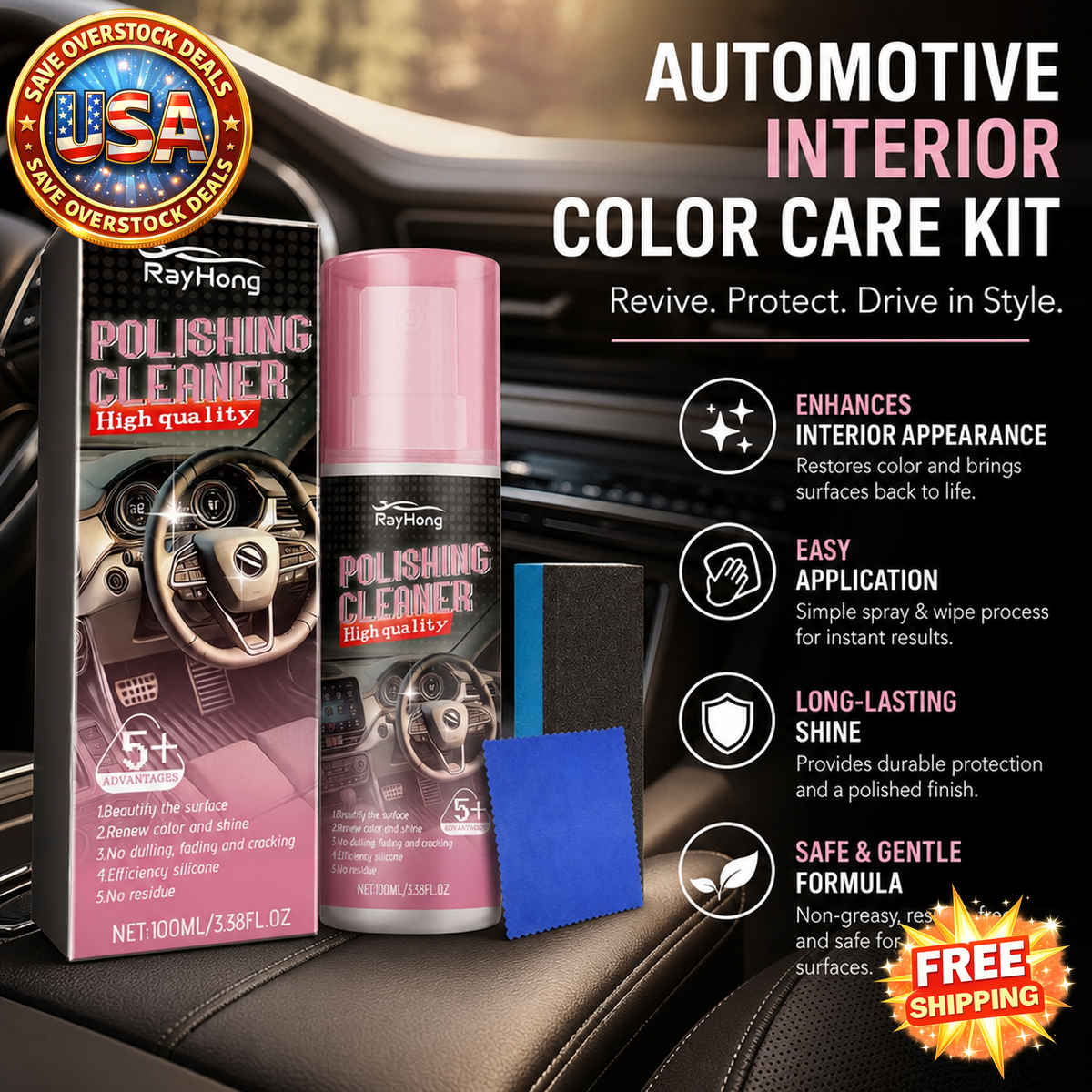 RAYHONG Automotive Interior Color Care Kit for Vehicle Maintenance