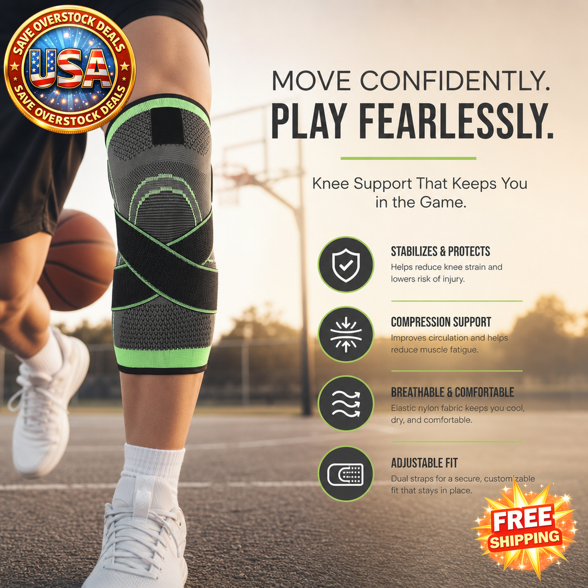 Sports Fitness Knee Pads Compression Sleeve for Basketball
