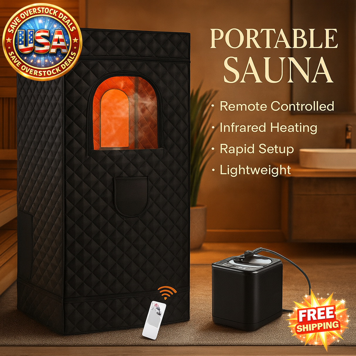 Portable Infrared Sauna Box with Remote Control - Foldable Sweat Room