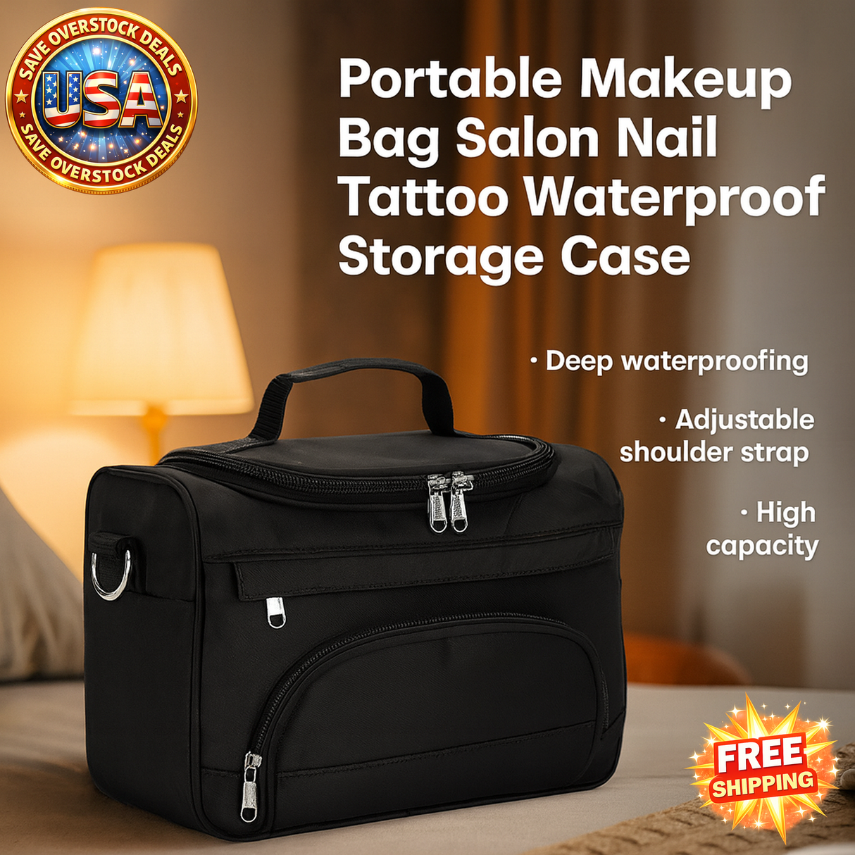 Portable Makeup Bag Waterproof Storage Case for Travel & Salon Use