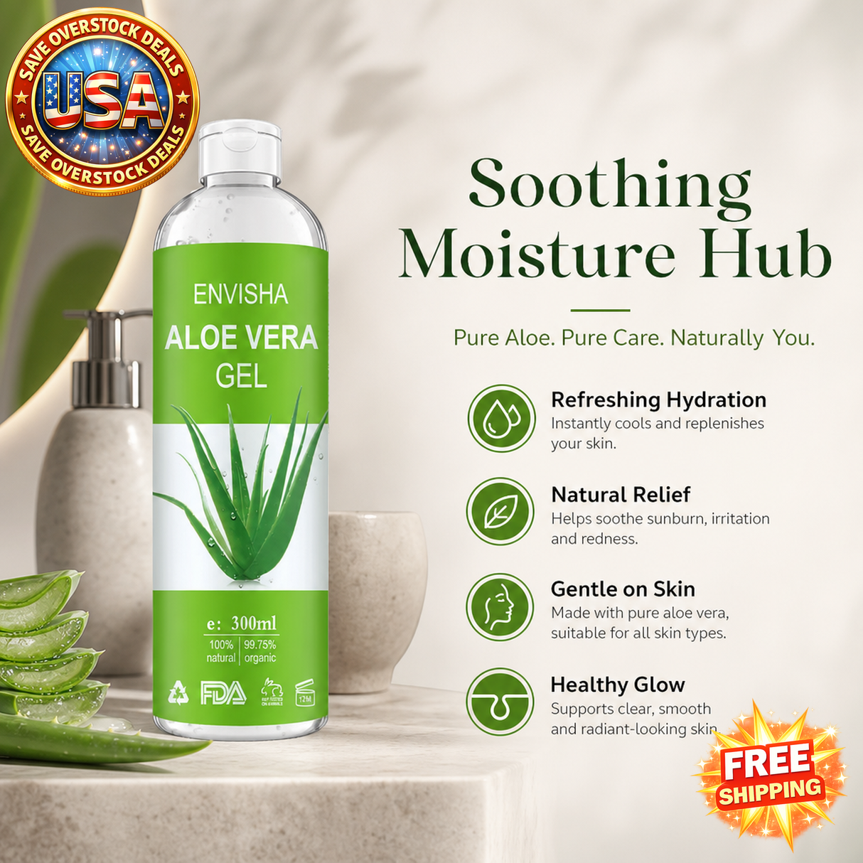 Aloe Vera Gel Moisturizing Treatment with Hyaluronic Acid