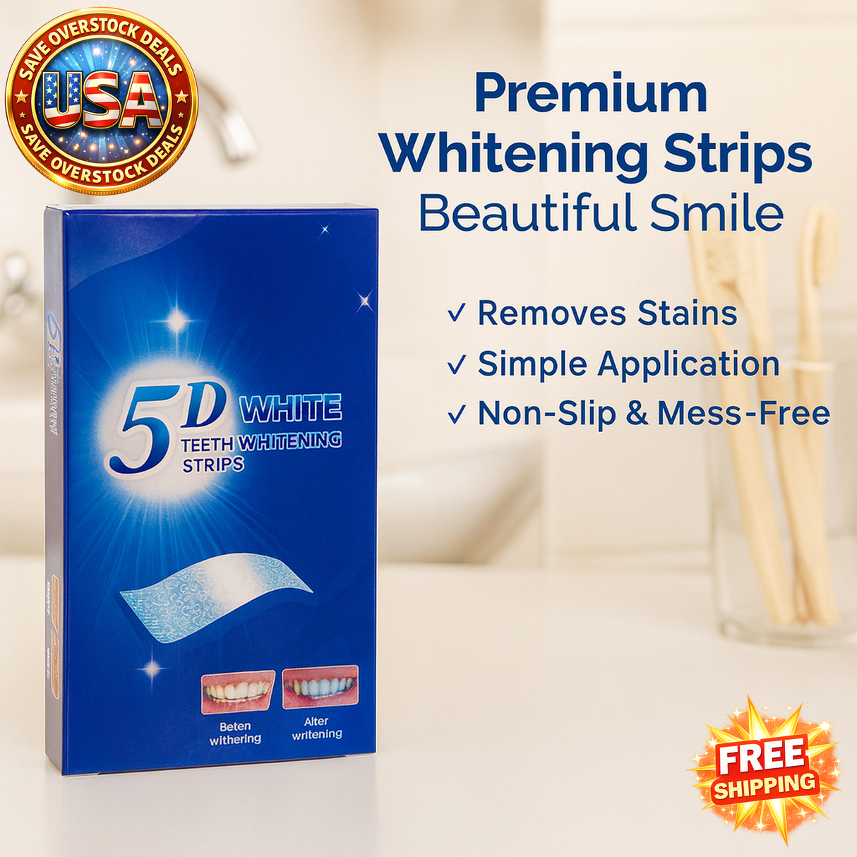 Whitening Teeth Strips 7/14 Pairs Gel Stain Removal Dental Care Tools