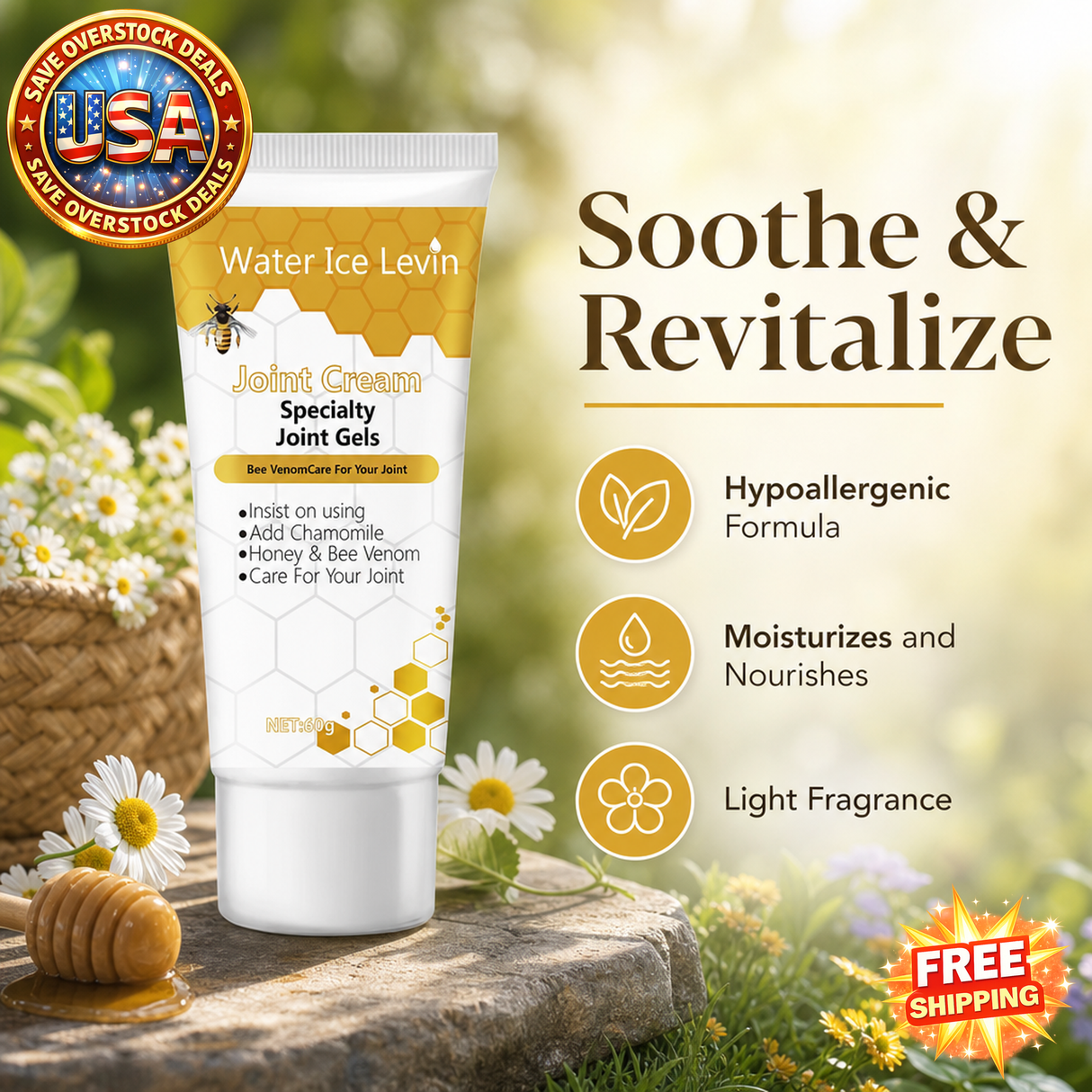 Bee Venom Joint Cream - Hypoallergenic Moisturizing Lotion