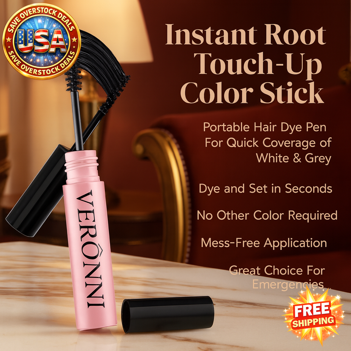Instant Root Touch-Up Color Stick - Portable Hair Dye Pen for Quick Coverage